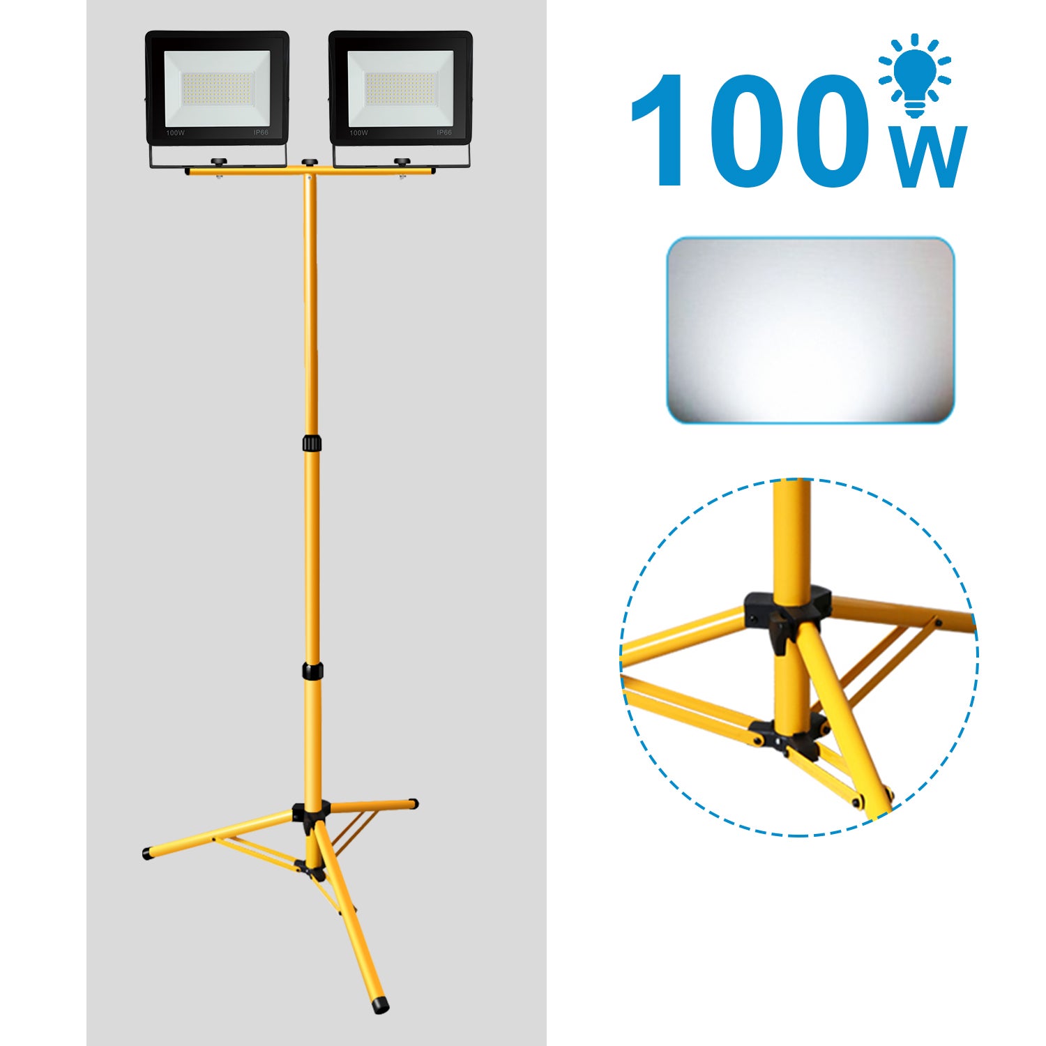 Projecteur LED 2x10W Blanc Froid Avec Trépied - Éclairage Extérieur/Sécurité - Marque VidaXL - Neuf