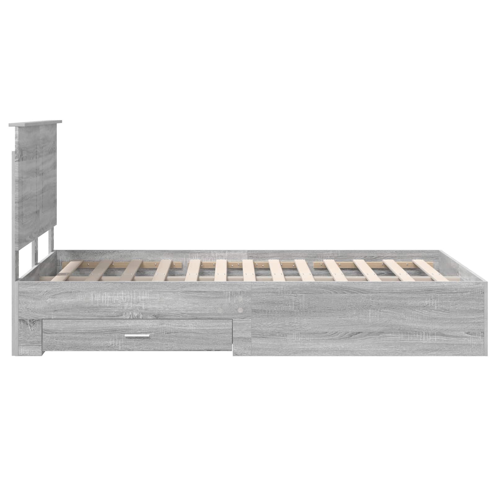 Cadre de lit en panneau de bois gris pour la chambre, 135 × 190 cm - 9