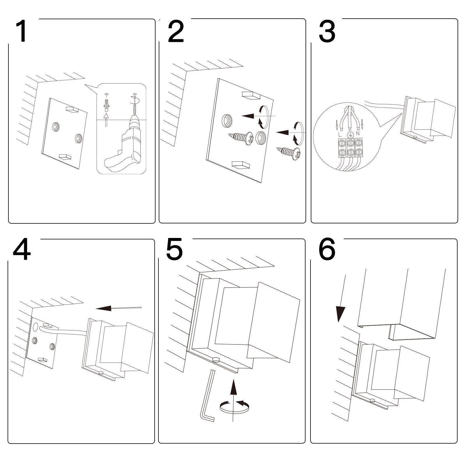 NETTLIFE Candeeiro de parede LED Pack 4 5W Exterior Interior Branca IP65 Ajustável 230V 3000K - 5