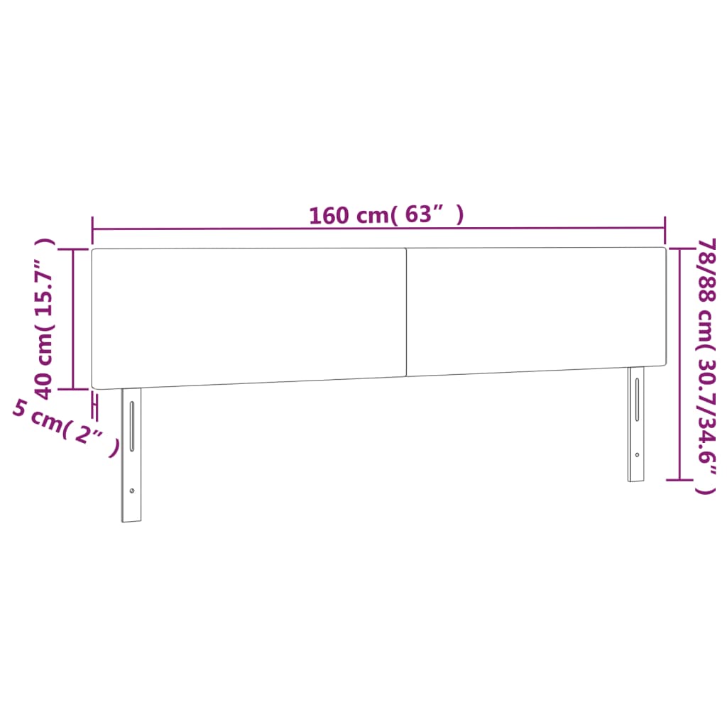 Cabecero con LED，Cabecero de cama，Panel de Cabecera de terciopelo rosa 160x5x78/88 cm CFW511470 - 6