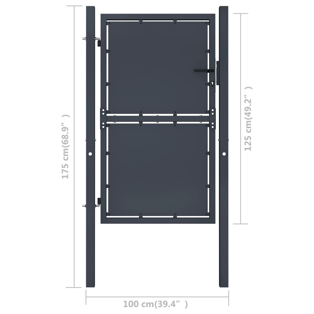Portail de jardin Acier 100x125 Anthracite - 4