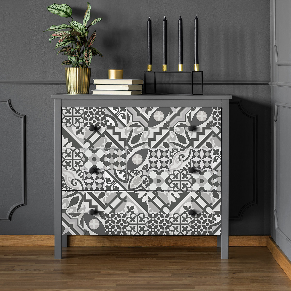 60 vinilos baldosa de cemento muebles carithina - adhesivo de pared - revestimiento sticker mural decorativo - 60stickers10x10cm