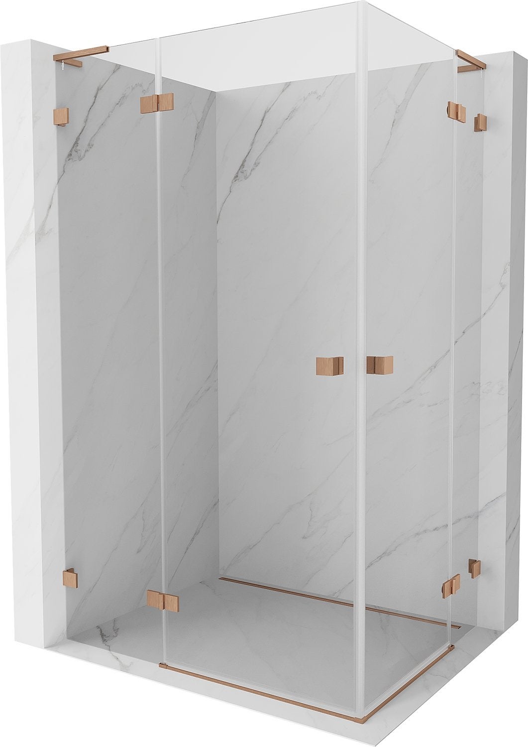 Mexen Lunar L Duo kabina prysznicowa uchylna 105 x 95 cm, transparent, miedź szczotkowana - 834L-105L-095P-65-00