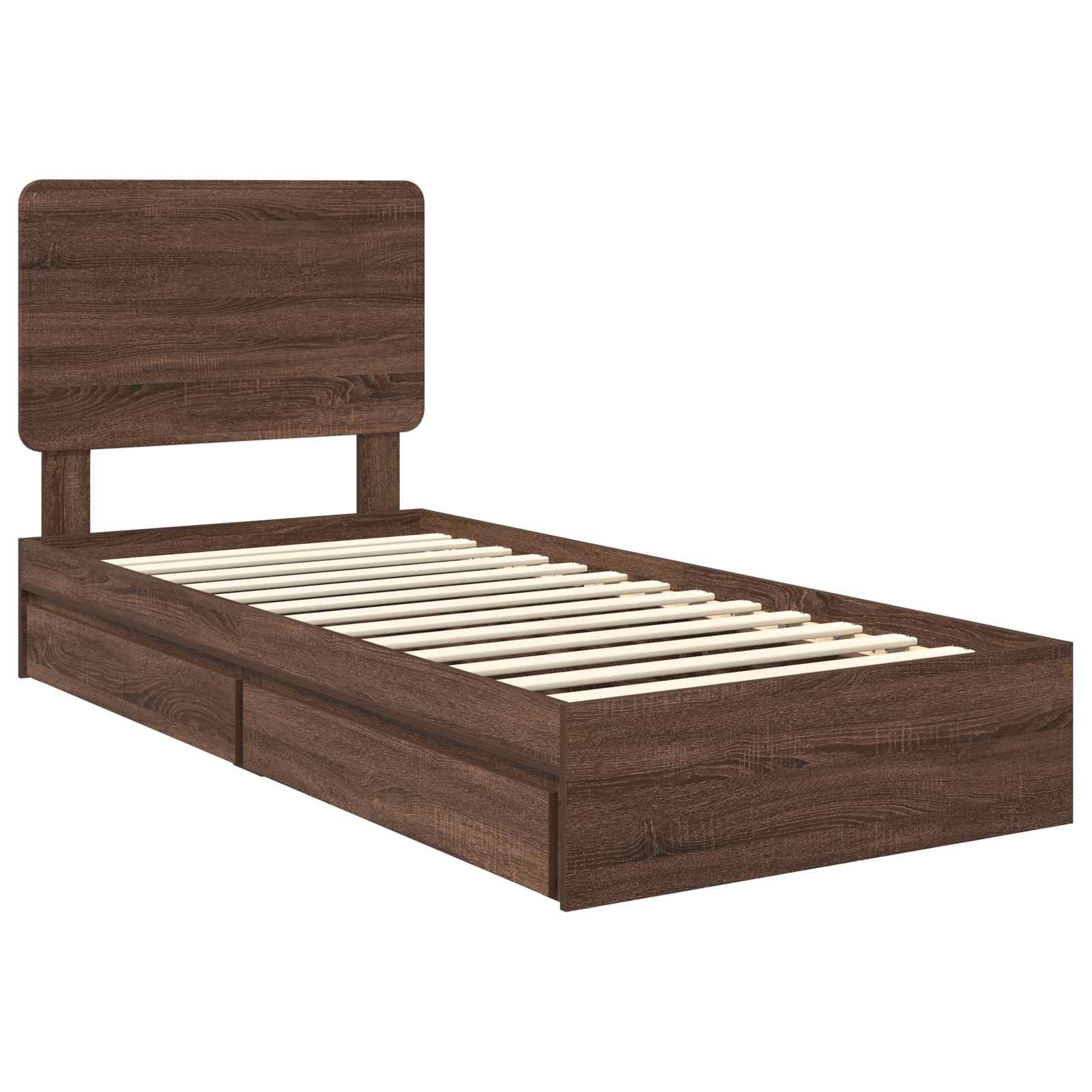 Lit coffre chêne brun 75 x 190 cm panneau de bois - 4
