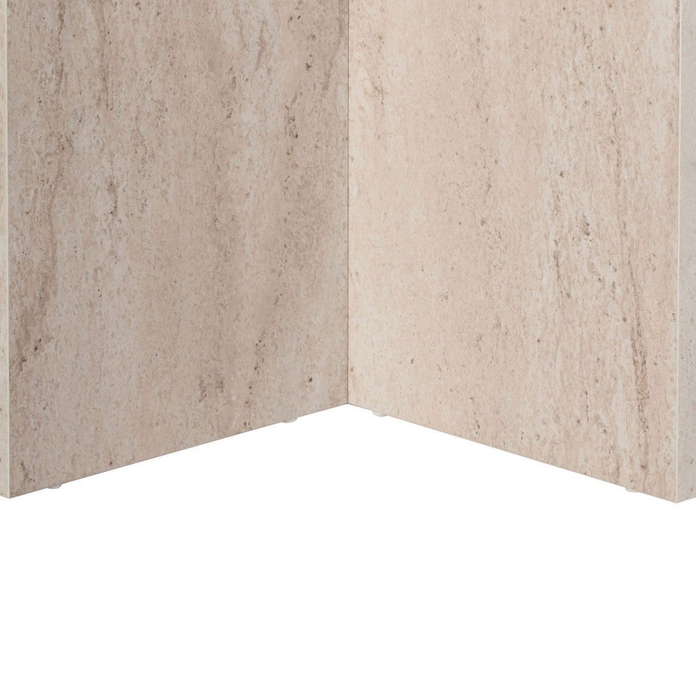 Sam - Table à manger 8 personnes effet travertin - Beige - 9