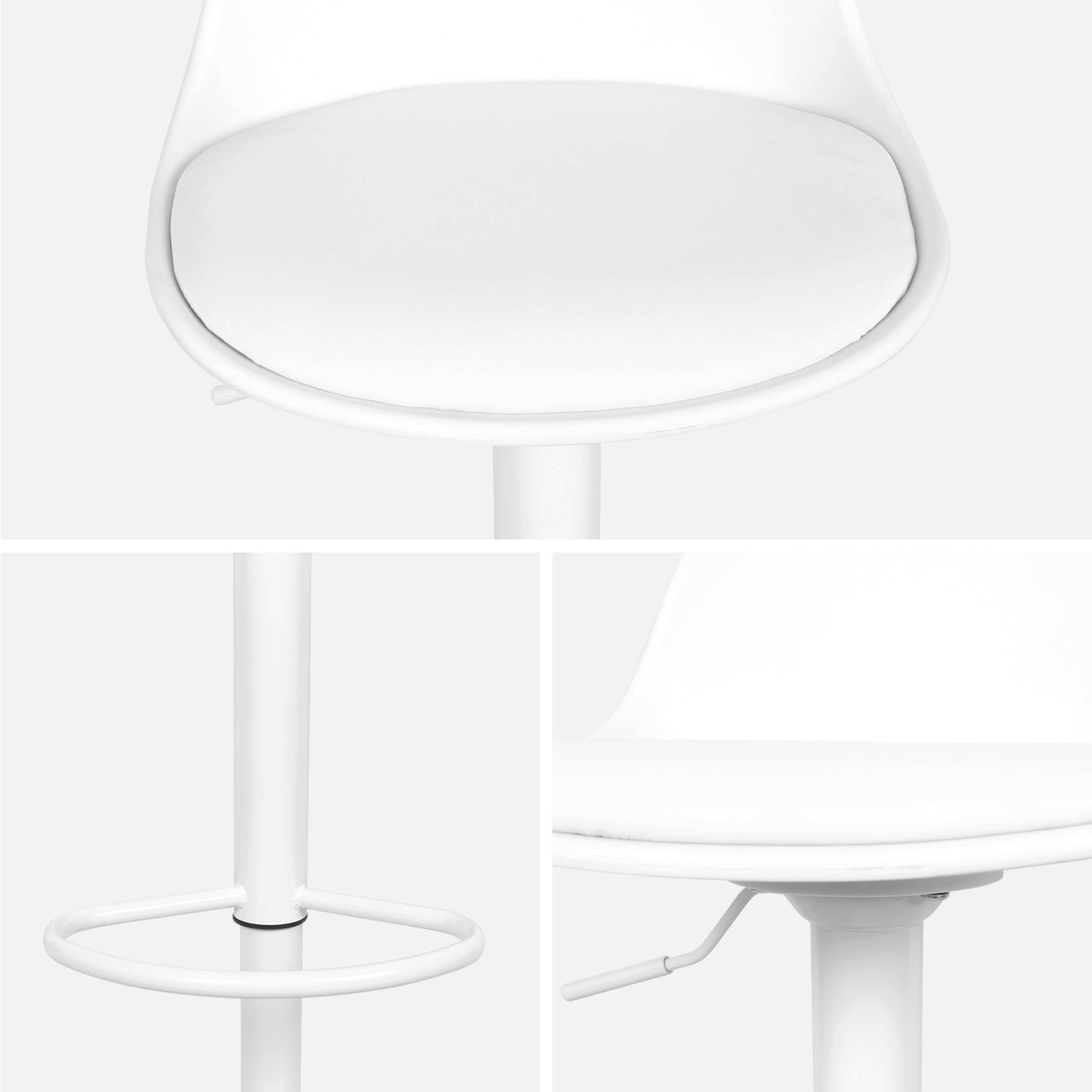 Lot de 2 tabourets de bar réglables 61.5/83.5cm - Noah - simili cuir blanc - hauteur réglable. repose-pieds - 8