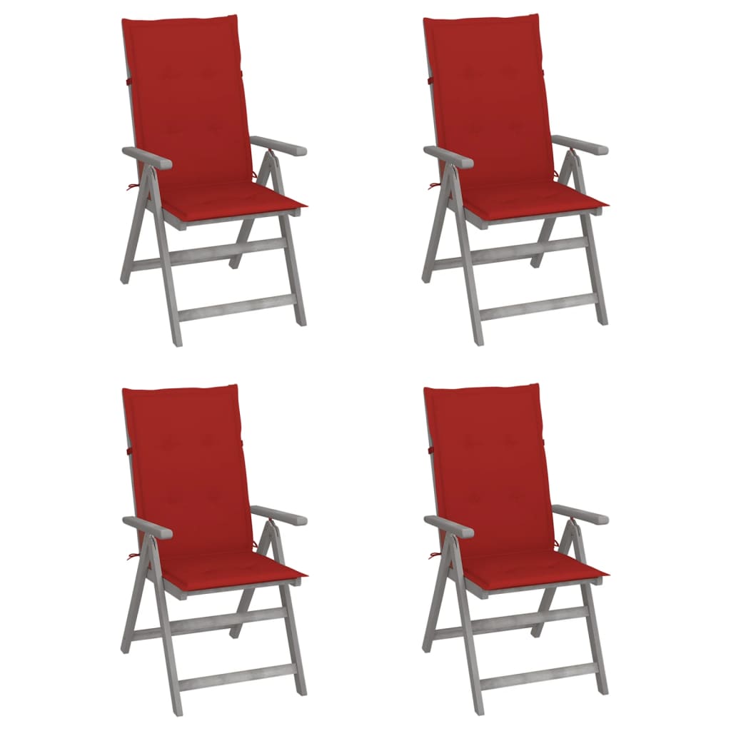 Chaises inclinables de jardin 4 pcs avec coussins Bois d'acacia - 2