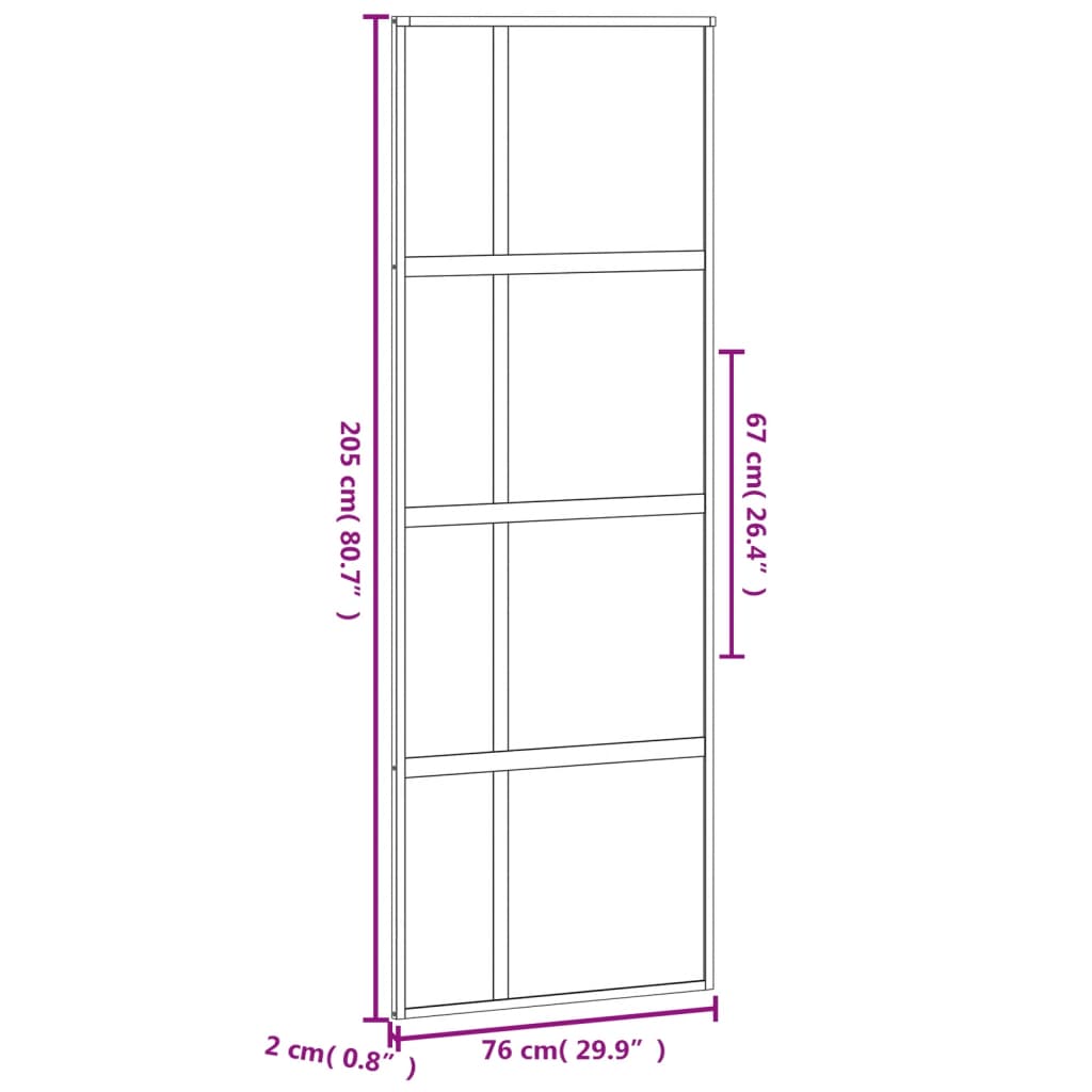 Puerta corredera | Puerta de la cocina vidrio templado y aluminio negra 76x205 cm CFW31205 - 7
