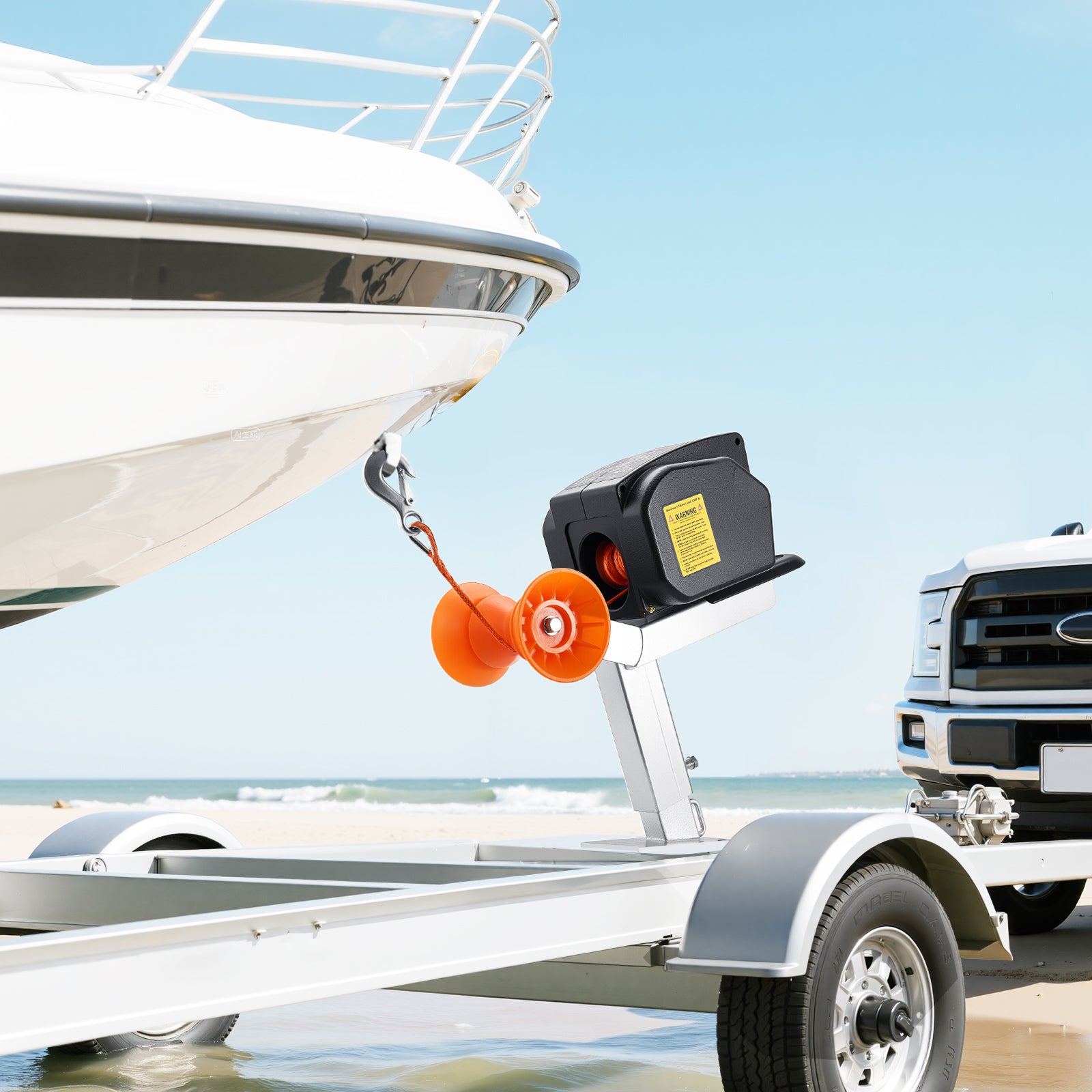 Treuil Électrique pour Bateau VEVOR 12V 300W, Charge 900 kg, Treuil Réversible pour Remorque 6 m avec Télécommande Filaire & Manivelle - 8