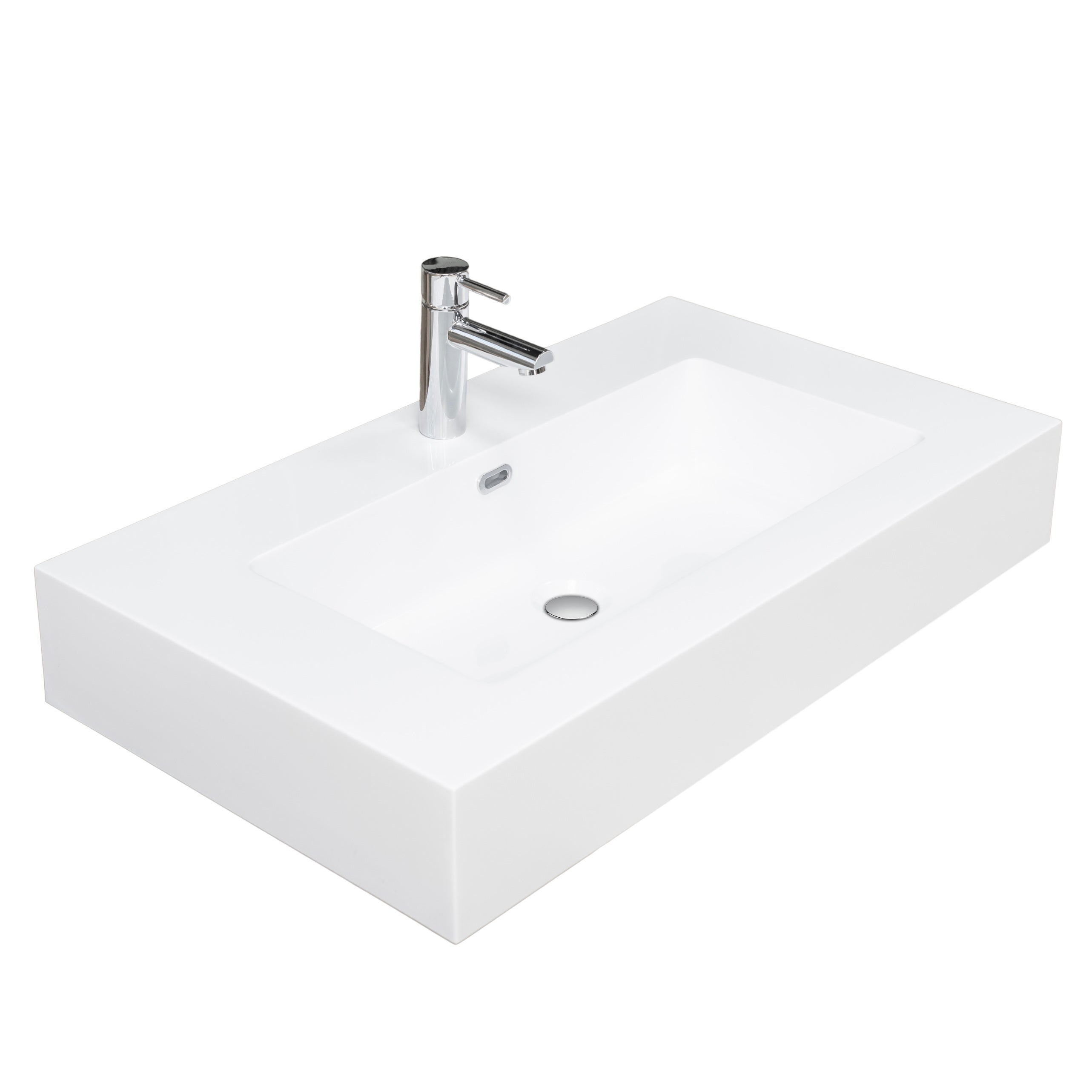 Lavabo sospeso 100 in resina bianco lucido - 3