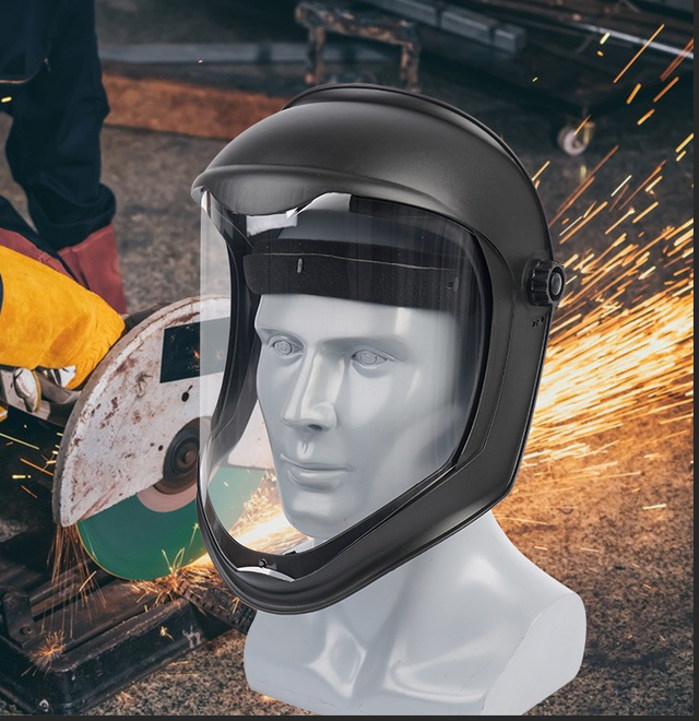 Casque de Faciale avec Visière Housse de Anti-buée Meulage de Sécurité, Protège Contre Chutes, Masque Double Bandeau