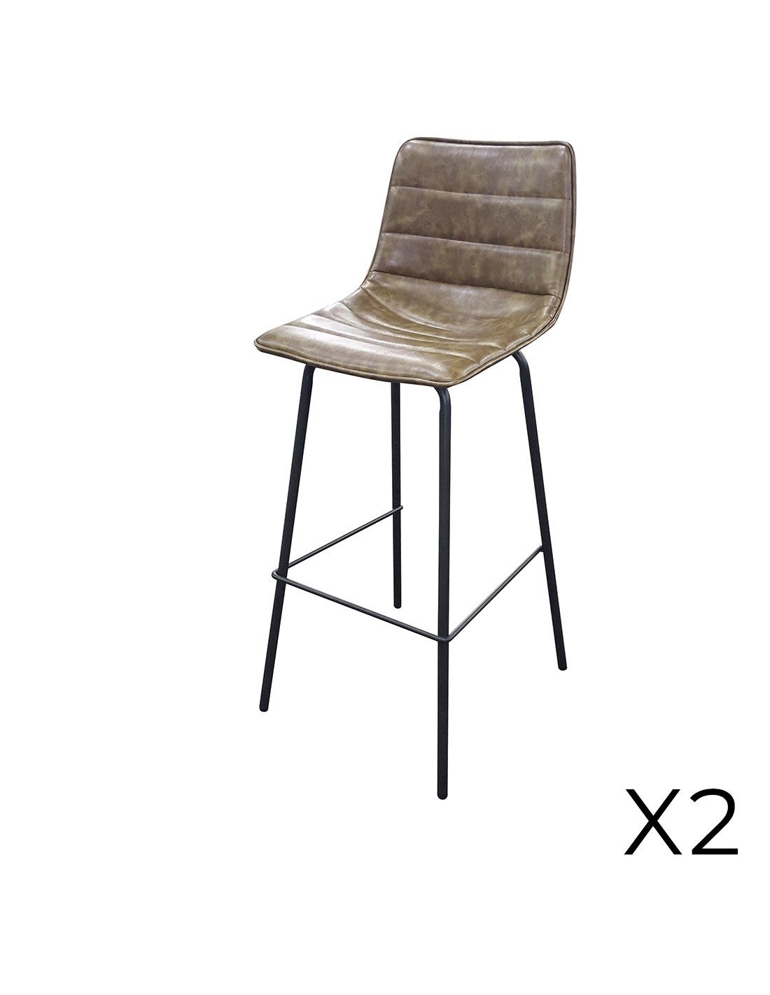 Lot De 2 Tabourets De Bar Industriels Noirs – Réglables En Hauteur, Repose-pieds