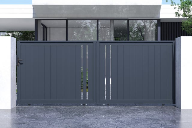 Portail coulissant 4m GIONA H.160cm aluminium gris