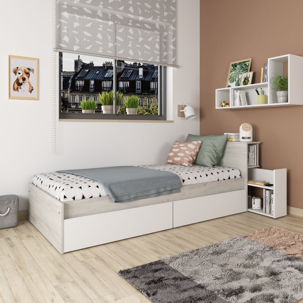 Letto vintage con comodino estraibile 1666 colore bianco Leroy