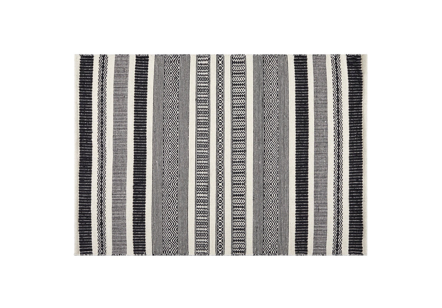 Dywan Kilim 60x90 cm z Wełny Biało/Czarny – Ręcznie Robiony, Styl Etniczny, Wysoka Jakość