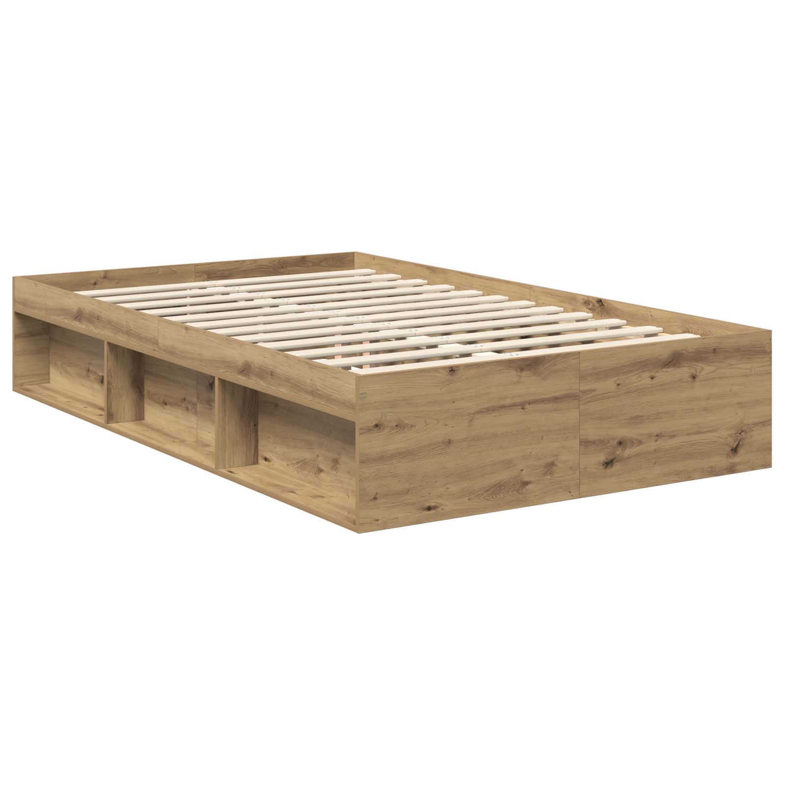 Cadre de lit chêne artisanal 120 x 190 cm bois de pin massif - 5