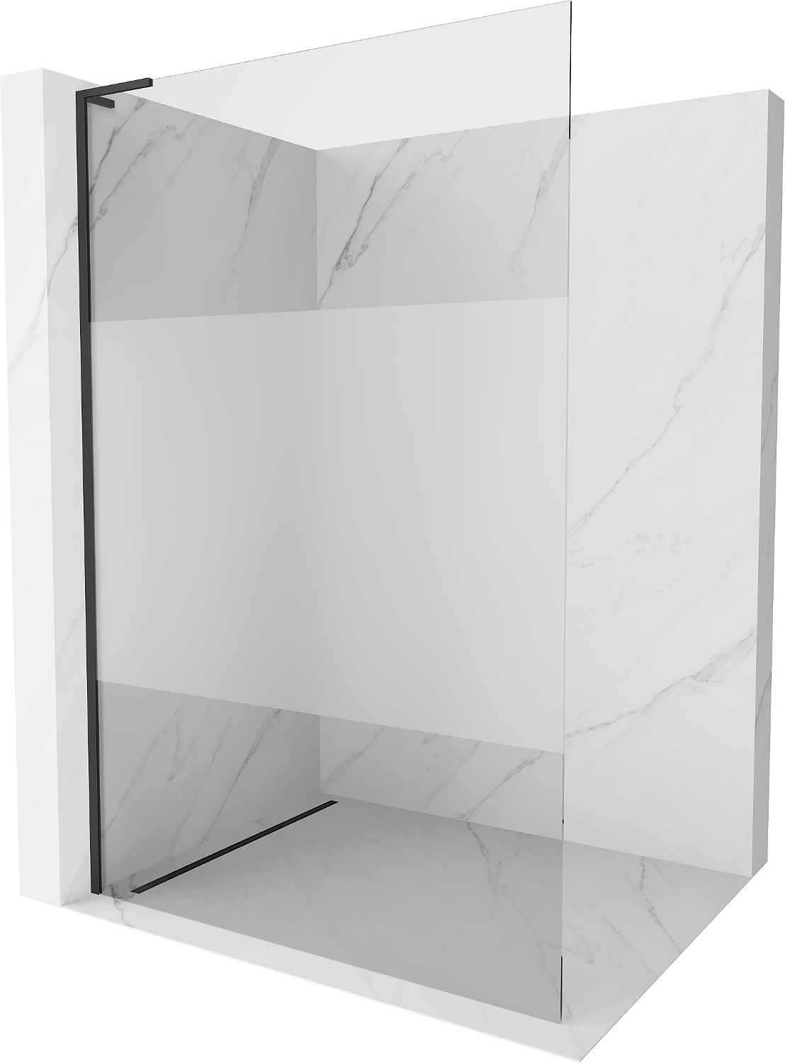 Mexen Kioto L ścianka prysznicowa Walk-in 80 x 200 cm, transparent/szron, czarna - 800-080-103-70-35