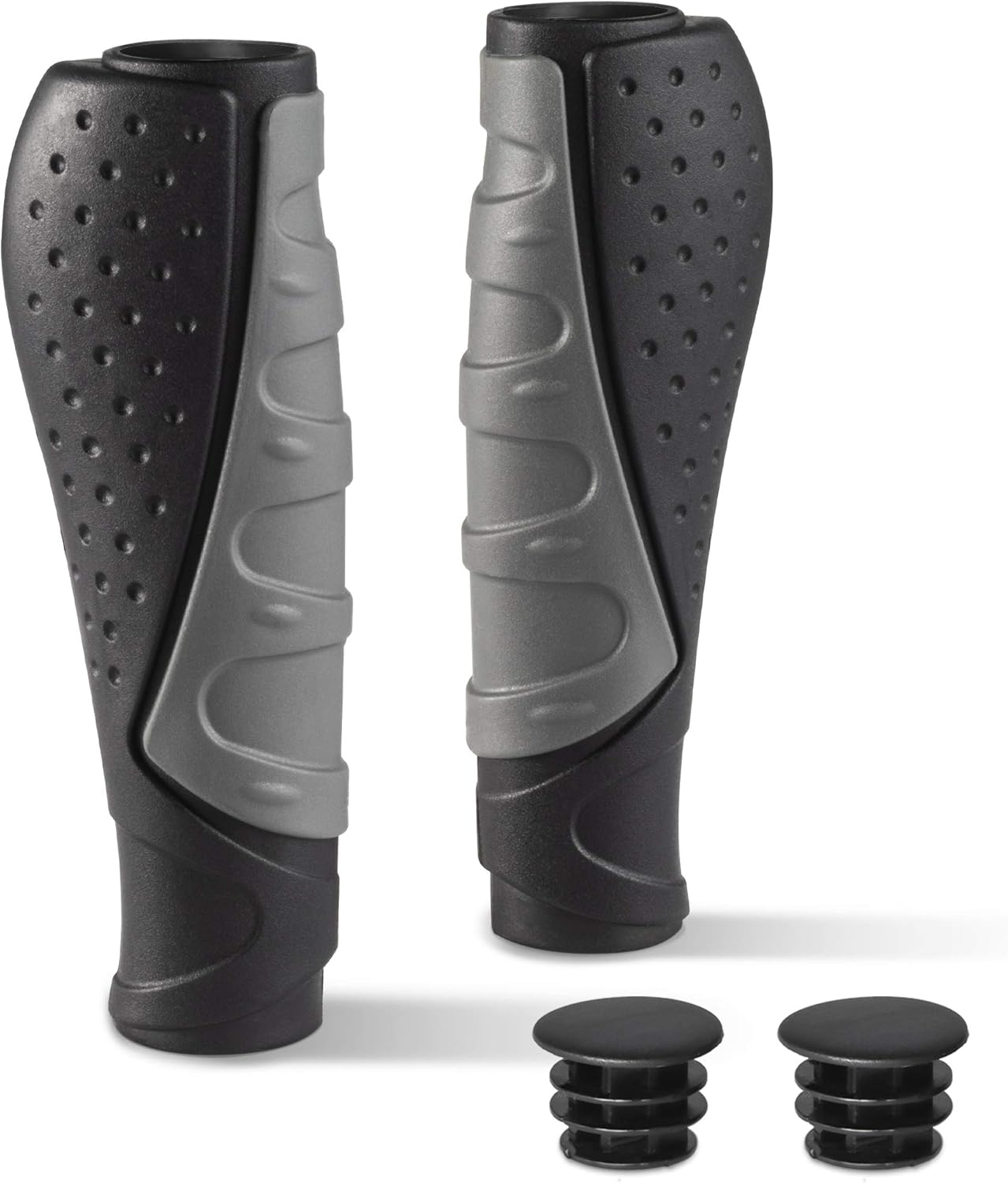 Ergonomiczne, antypoślizgowe chwyty kierownicy rowerowej, chwyty do roweru górskiego, czarno-szare, 130 mm