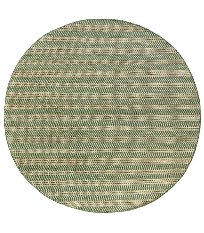 Hamid - Okrągły dywan z juty i wełny 200x200 cm - Dywan do jadalni, salonu