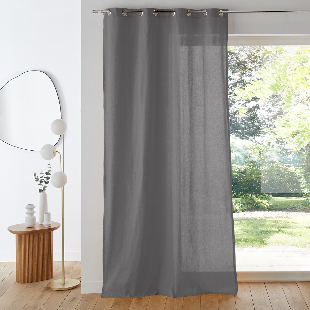 Lot De 2 Rideaux Petite Hauteur 135 X 180 Cm - Twily Gris - Polycoton