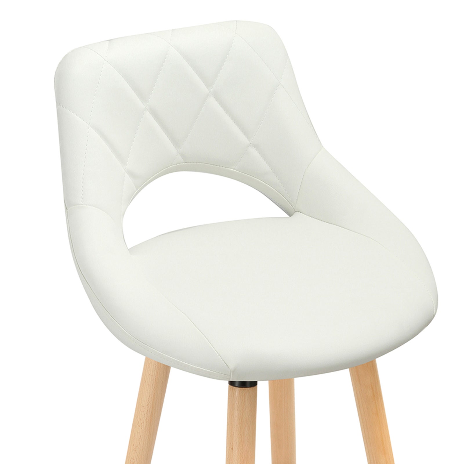 WOLTU Lot de 2 Tabouret de bar avec dossier et repose-pieds, Fait de similicuir et bois massif, Siège bien rembourré, 43x43x91cm, Blanc - 3