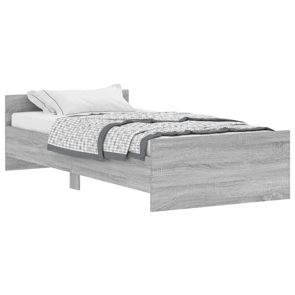 Lit simple | Lit adulte | Cadre de lit sonoma gris 90x190 cm bois d ...