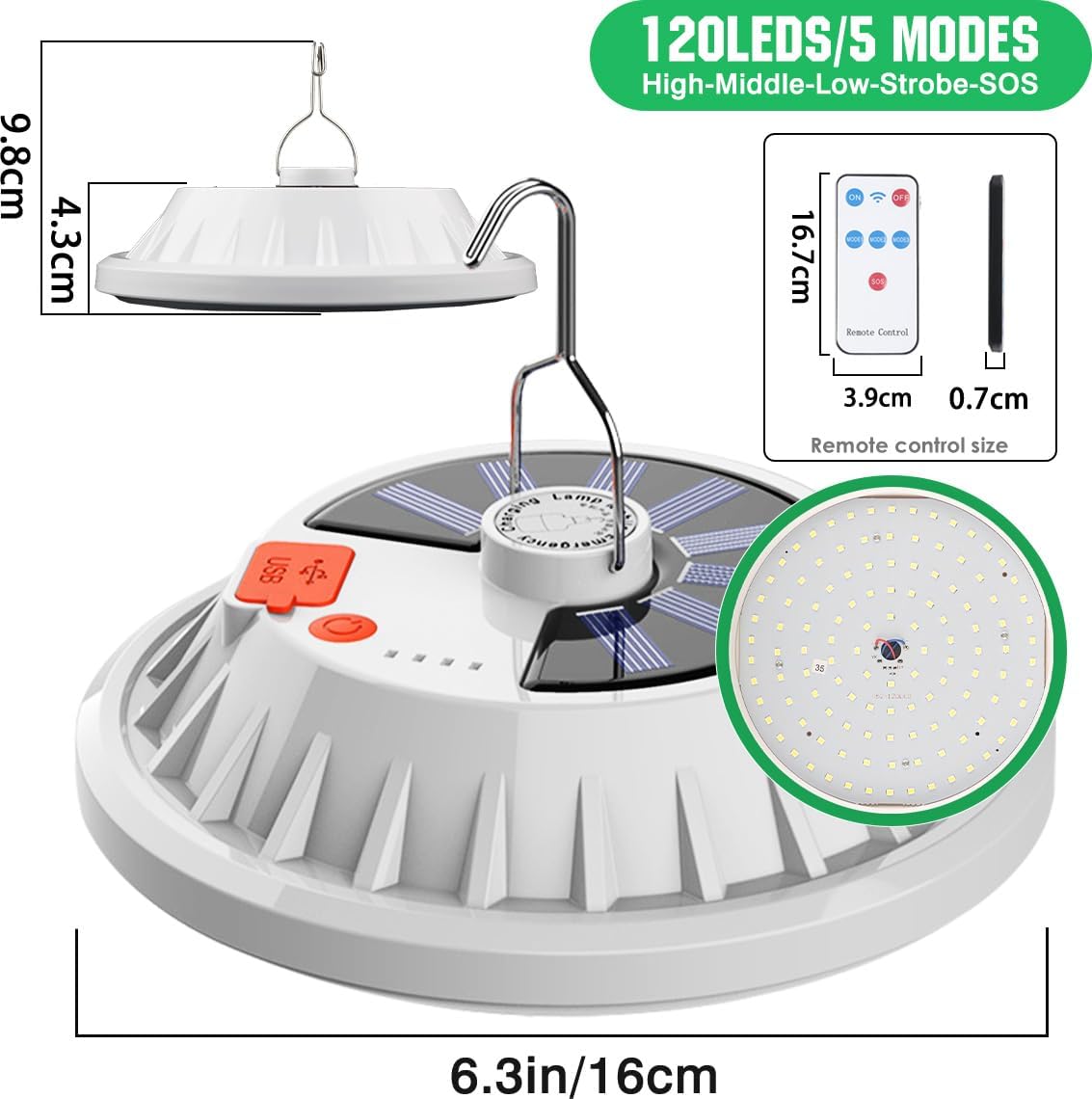 4 Lanterne Solari Da Campeggio Portatili LED Ricaricabili Con 5 Modalità E Powerbank - Impermeabili IPX4, Leggere 140g, Per Tenda Ed Emergenza - 2