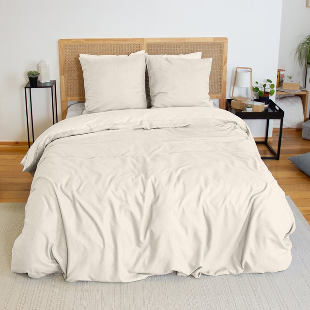 Parure de lit flanelle douce et confort - Crème - 240x220 cm - Polyester