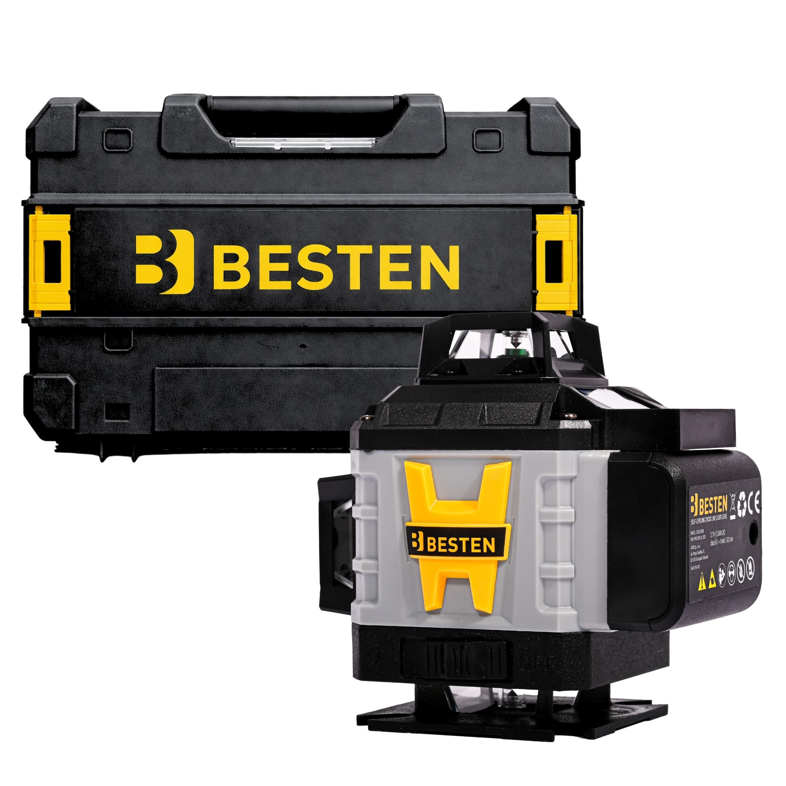 Poziomica laserowa BESTEN BE0002848 4D 16 linii zielony laser 532 nm statyw 118 cm zestaw PRO 1 szt.