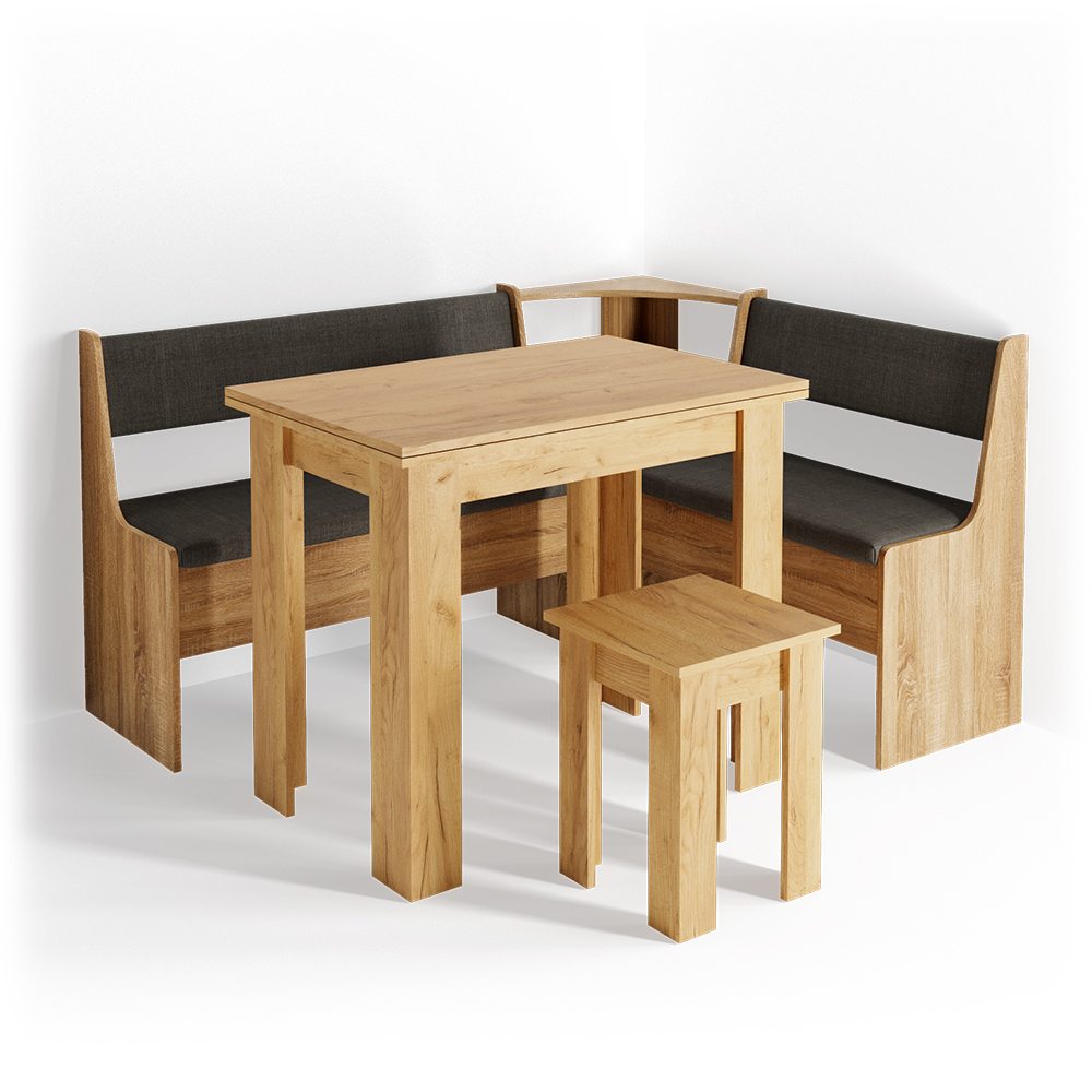 Vicco Grupa ławek narożnych Roman, Złoty dąb energetyczny, 150 x 120 cm z tabelą