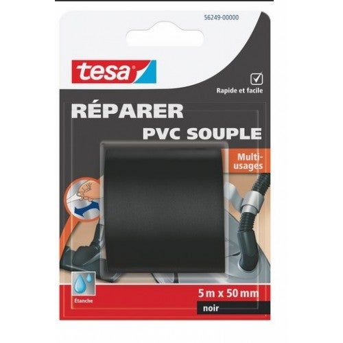 Ruban adhésif réparation PVC noir 5M X 50MM TESA