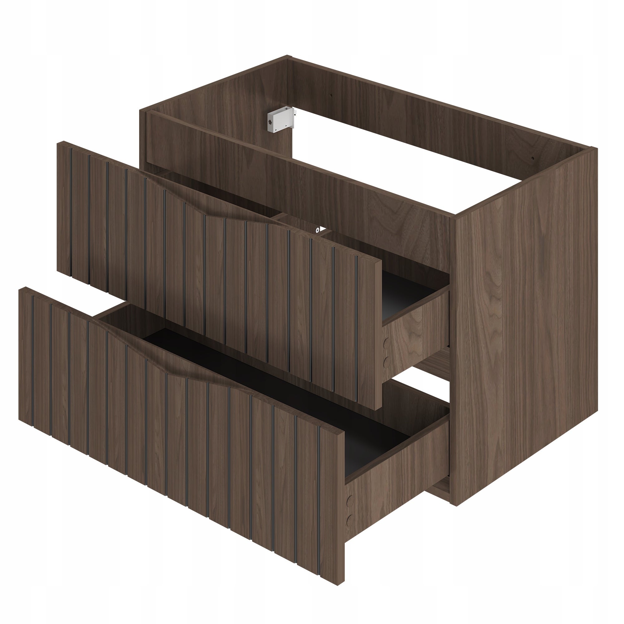 Szafka łazienkowa STELLA 80 cm orzech z czarnym blatem wisząca ryflowana - 5