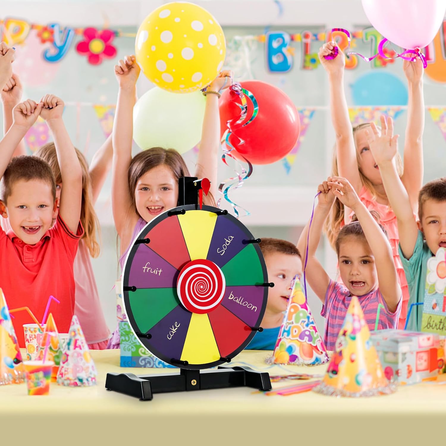 Roue de Fortune Φ30 CM, Roue de Prix & 10 Emplacements Personnalisable, Roue de Jeu avec Stylo Effaçable Gomme, pour Fêtes, Anniversaires (12