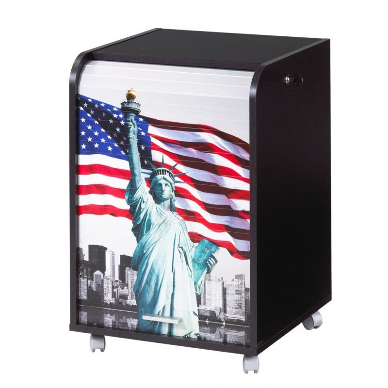 Caisson à rideau 2 tiroirs noir imprimé statut de la Liberté Orga - 2