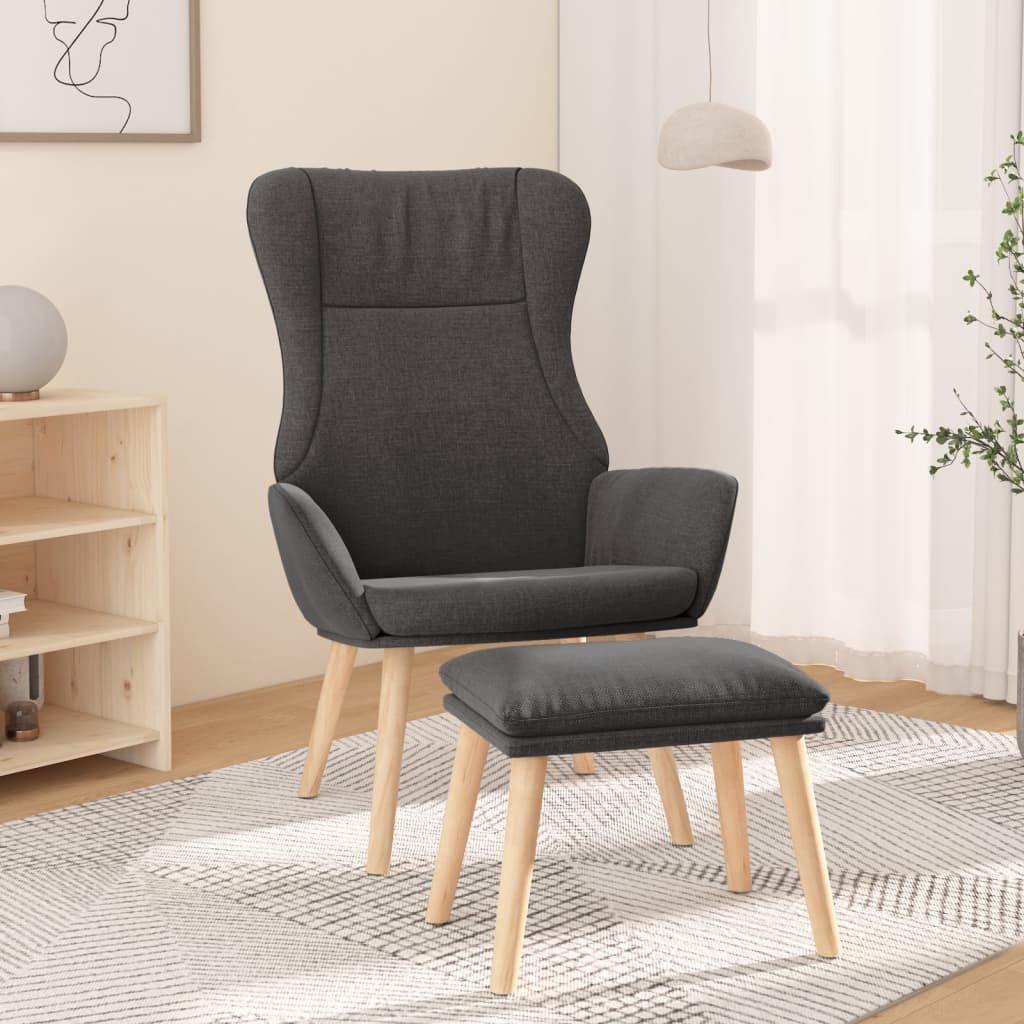 Chaise De Relaxation Avec Tabouret Noir Tissu | Leroy Merlin