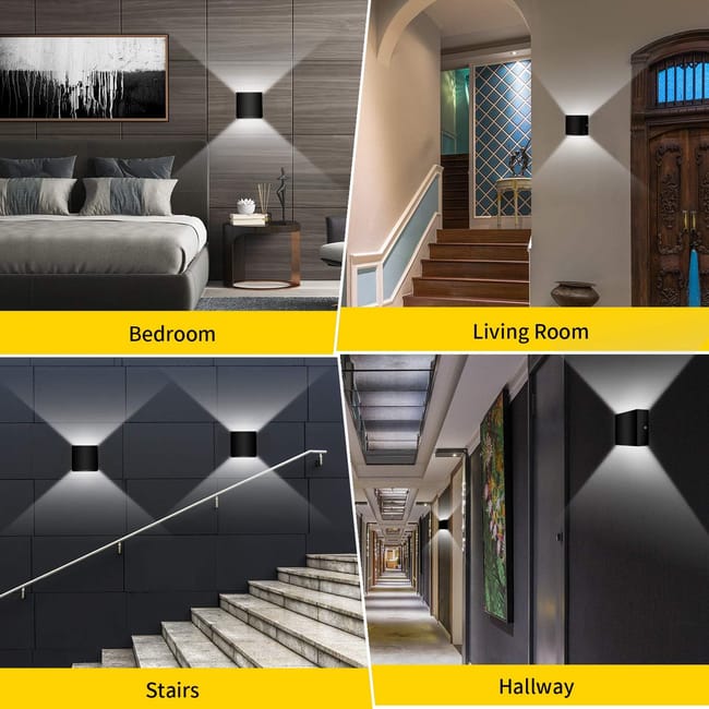 1 Uds. Aplique de pared interior, aplique de pared LED moderno de aluminio, luz de montaje en pared cableada arriba y abajo, blanco - 5