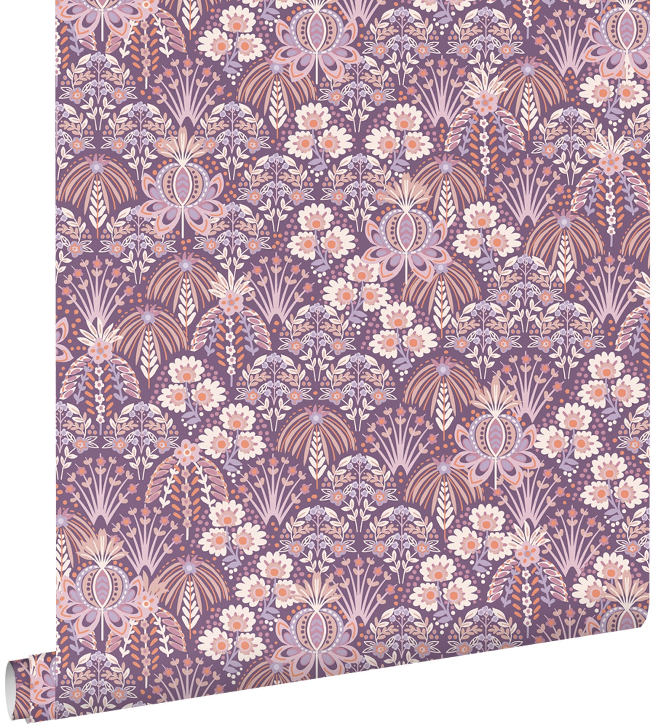 Tapeta vintage kwiaty w stylu secesyjnym fioletowym - 50 x 900 cm - ESTAHOME
