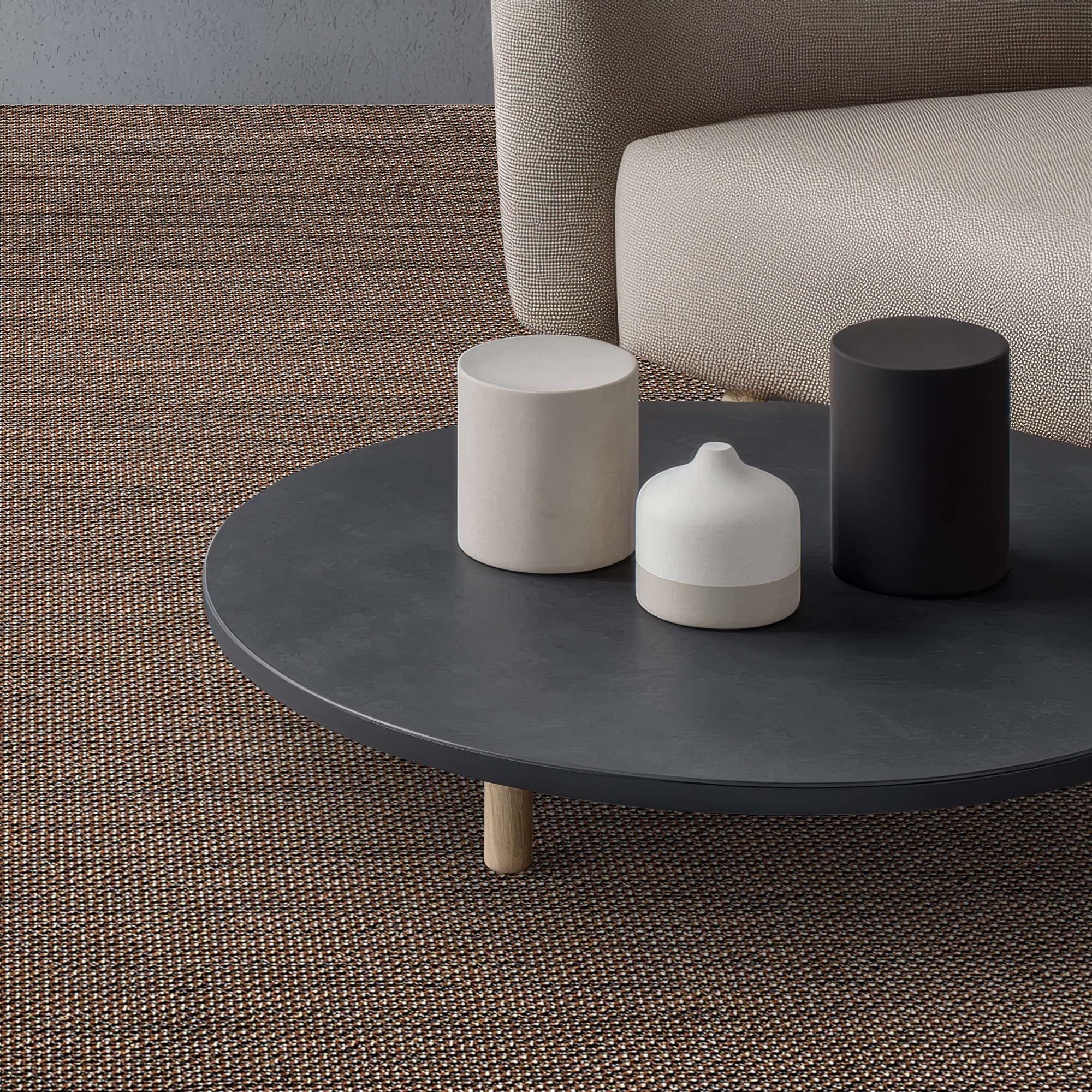 Moqueta, suelo vinilo rollo, alfombra oficina Premium, alfombra sisal sintético , Lavable antideslizante y resistente Marrón-Negro 200X350 cm - 7