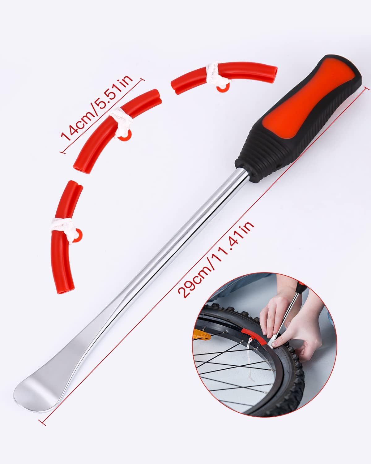 Kit de Demonte Pneu Moto 3pcs 30cm - Outils en Acier au Manganèse avec 3 Protèges Jantes - Levier de Pneu Manuel pour Moto, 19 pcs - Auto