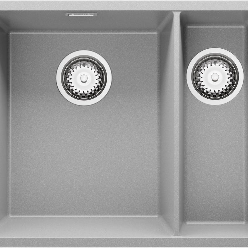 Zlewozmywak podblatowy Szary 56x47cm, Zlew Kuchenny 1,5 Komorowy + Syfon, do szafki od 60cm - Londyn Duo PRIMAGRAN