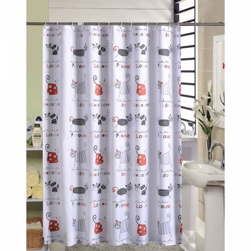 Zasłona prysznicowa łazienkowa, 180 x 200 cm, z 12 haczykami, szybkoschnąca (kat. 1), wodoodporna tkanina poliestrowa