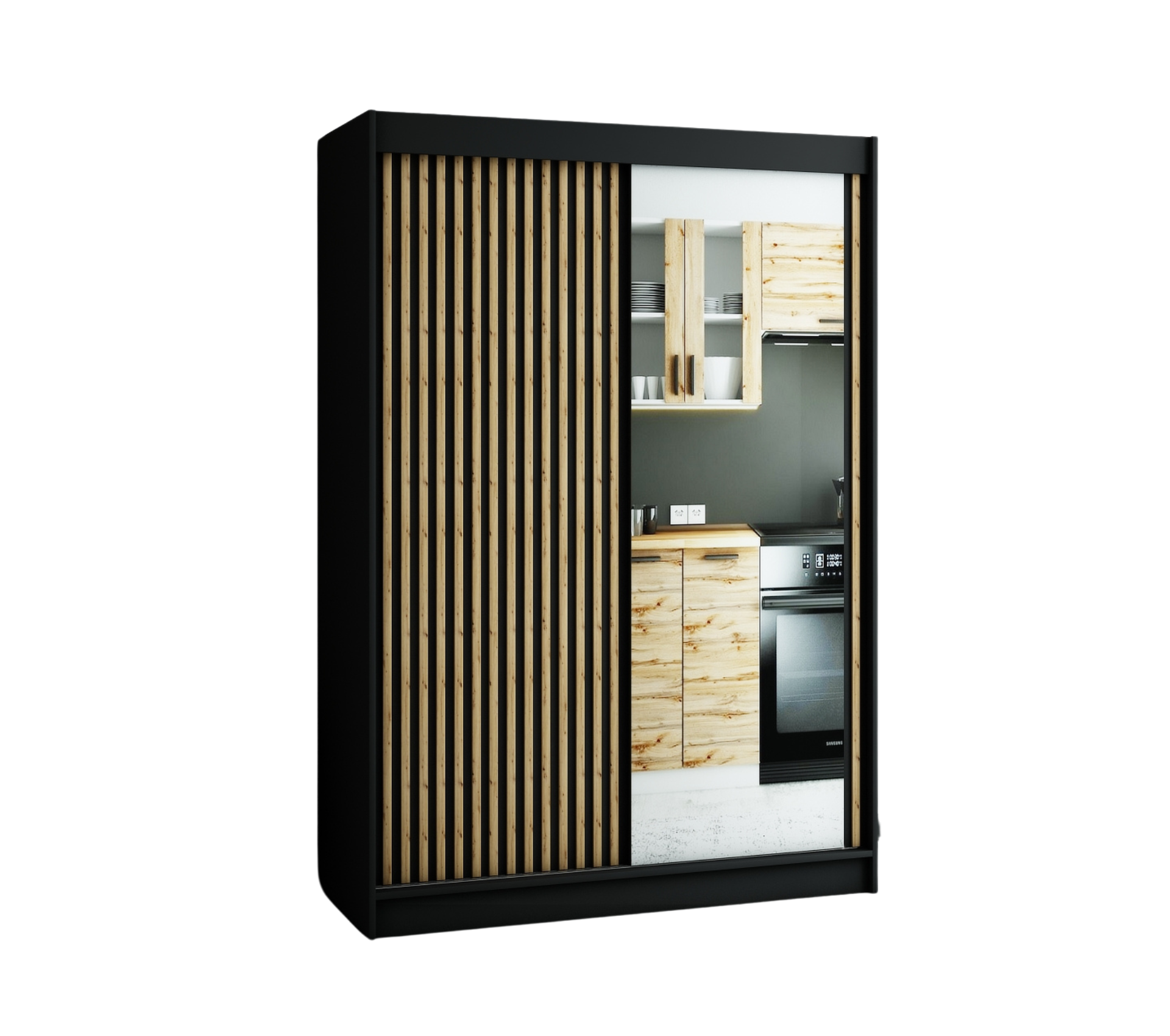 Szafa przesuwna garderoba LAMELO 2 150 x 62 x 200 cm Czarny - Abiks Meble