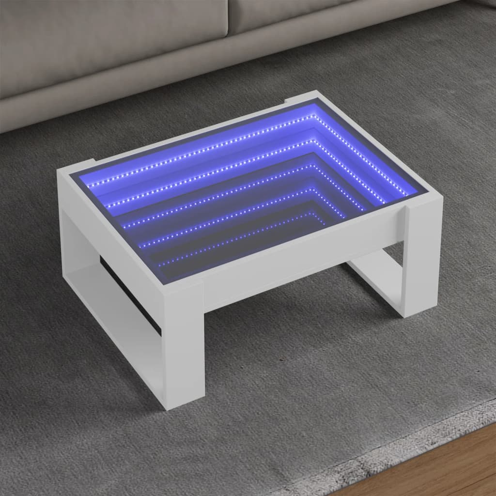 Table Basse Miroir Infini LED – IKEA LACK Custom, Verre Noir, Salon