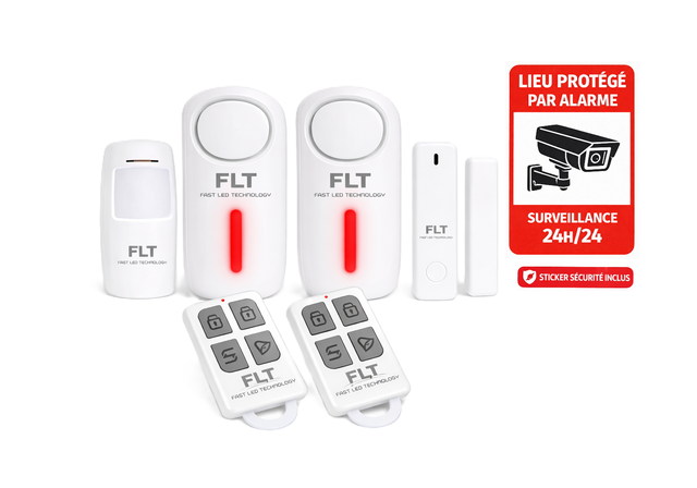 KIT EXPERT - Alarme sans fil puissante prêt à poser - 2 sirènes déportées 120db - idéal appartement garage cave