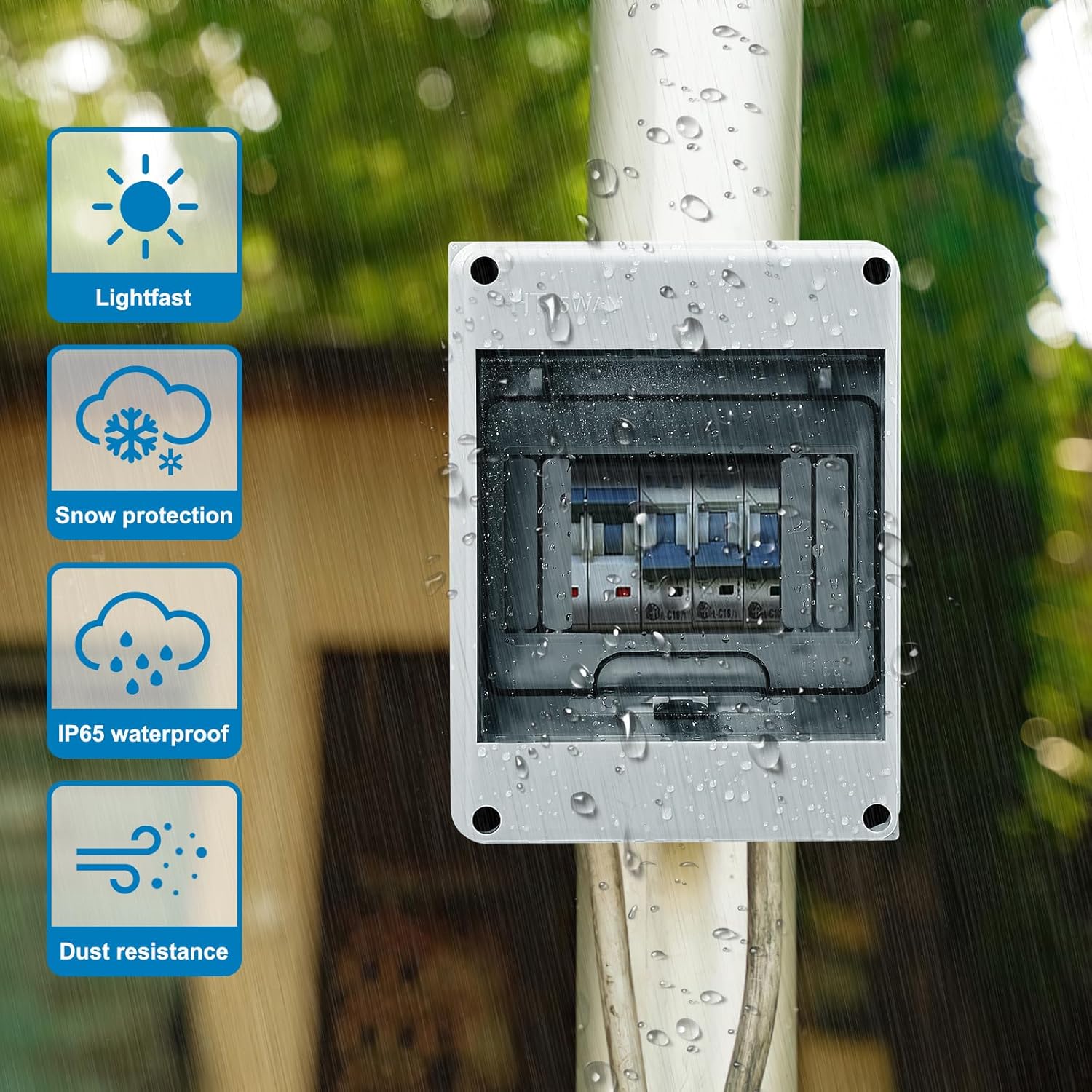Contenitore elettrico impermeabile per esterni, scatola di distribuzione a montaggio superficiale IP65 con 5 moduli e terminali, superficie in plastic - 5
