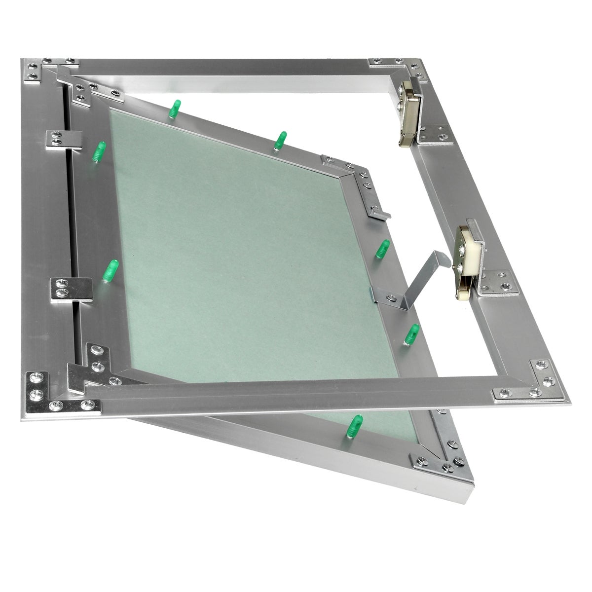 Trappe de visite 250x400 mm aluminium/vert plaque de plâtre imprégnée charnière de porte à droite/à gauche ouverture et fermeture par bouton-poussoir - 5