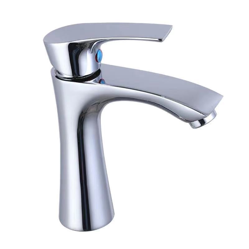 Bateria łazienkowa z mieszaczem zimnej wody do zlewu, chromowana, mosiężna, z wyjmowanym perlatorem, z wkładem ceramicznym do mycia rąk, toalety lub p