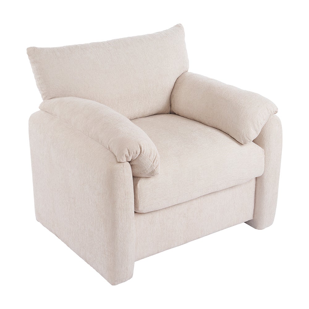 Design moderne, tissu chenille, fauteuil surdimensionné, chaise décorative, canapé simple, beige - 6