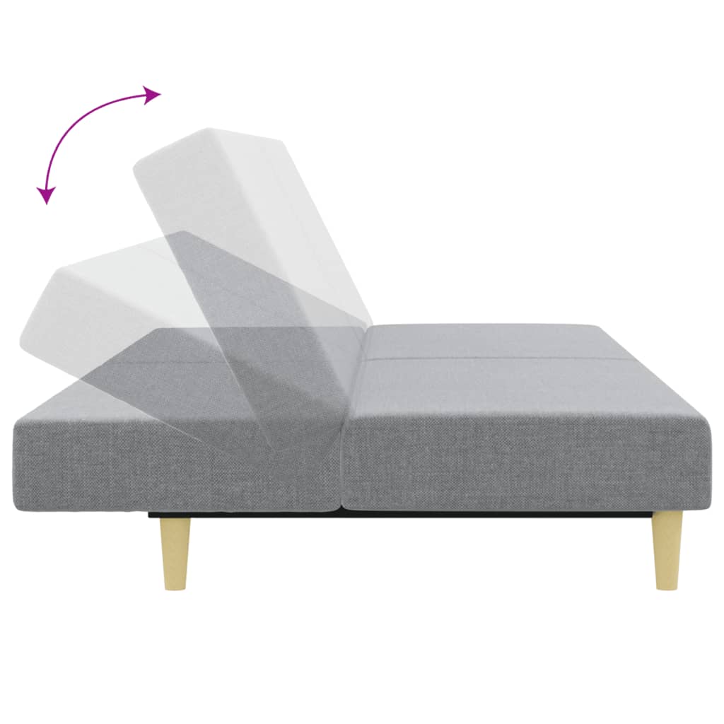 Divano Letto a 2 Posti con Poggiapiedi Grigio Chiaro in Tessuto vidaXL - 6