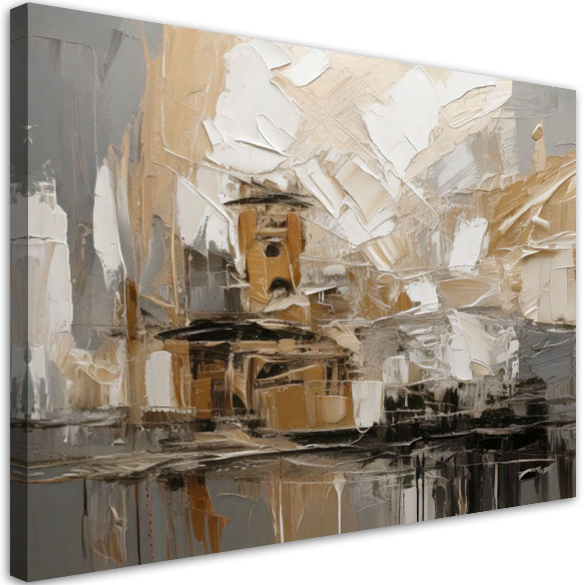 Obraz nowoczesny do salonu, Abstrakcja brązowo beżowa 90x60